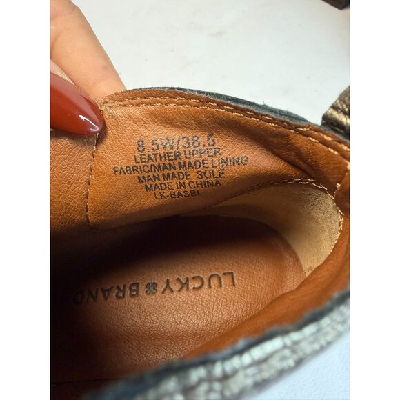 Lucky Brand Basel Ankle Booties Womens Size 8.5W Metallic Pewter Block Heel - Picture 12 of 12